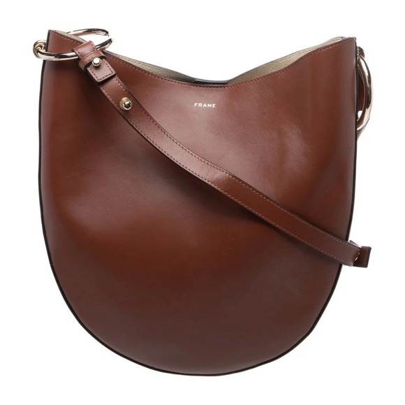 Frame Denim Handbags - FRAME Brown Crescent Shoulder Bag Gold Ring Hardware Coin Purse Adjustable Strap